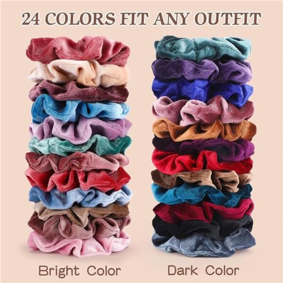 24Pcs Velvet Scrunchies Easter Basket Essentials for Adults Girls Elastic Hair main image 8